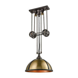 Elk Group Torque 3 Light Pulldown Chandelier In Vintage Rust And Aged Brass 65153/3