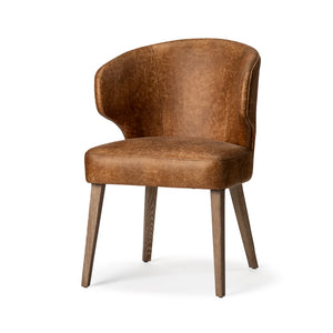 Silen Wingback Dining Chair - Brown Faux Leather