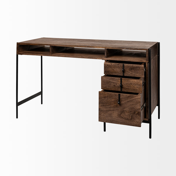 Glennard Contemporary Industrial Wood Desk - Rustic Edge