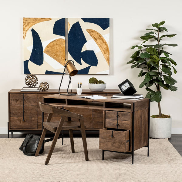 Glennard Contemporary Industrial Wood Desk - Rustic Edge