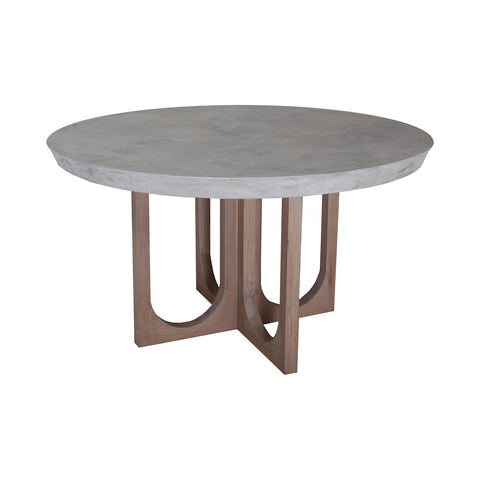Woodland 54" Round Concrete Table - Teak Wood Base