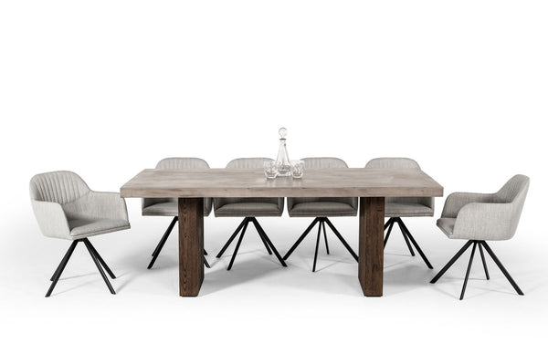 Emire Concrete & Acacia Dining Table - Rustic Edge