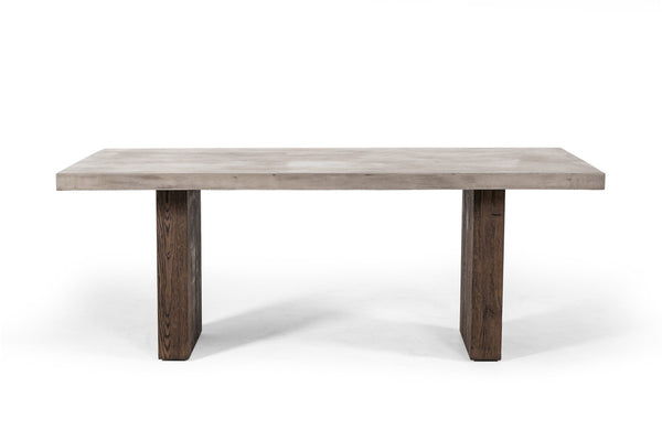 Emire Concrete & Acacia Dining Table - Rustic Edge