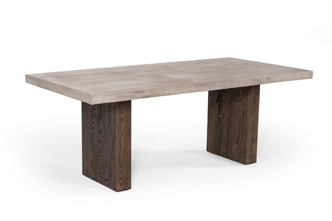 Emire Concrete & Acacia Dining Table - Rustic Edge