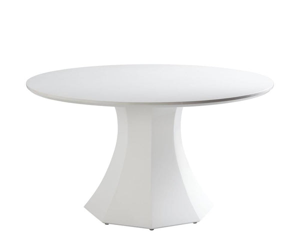 Caster High Gloss White Round Dining Table - Rustic Edge