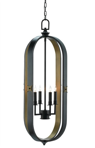 Huntsman Lantern Black & Brass Modern Oblong Design 9000-0168