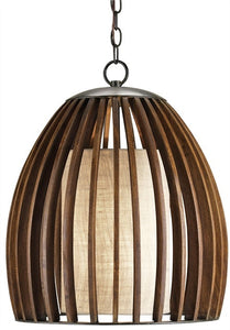 Conner Curved Wood Slats Pendant - Rustic Edge