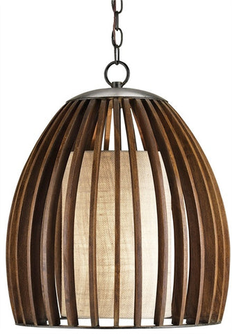Conner Curved Wood Slats Pendant - Rustic Edge