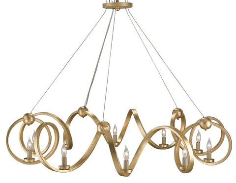 Ringmaster Gold Leaf Chandelier- Currey & Co 9490