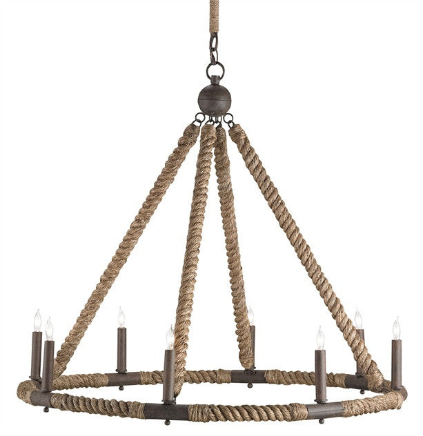 Owen Chandelier Nautical Rope with Wrought Iron Frame - Rustic Edge