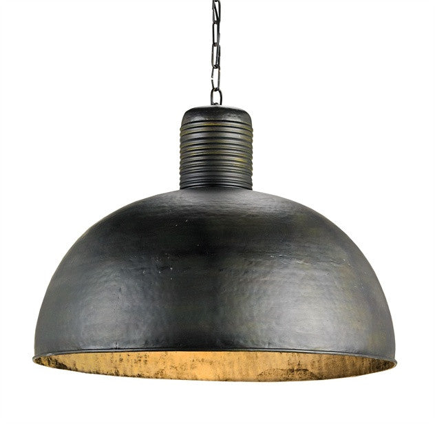 Saga Pendant Darkened Black Steel Dome 9781