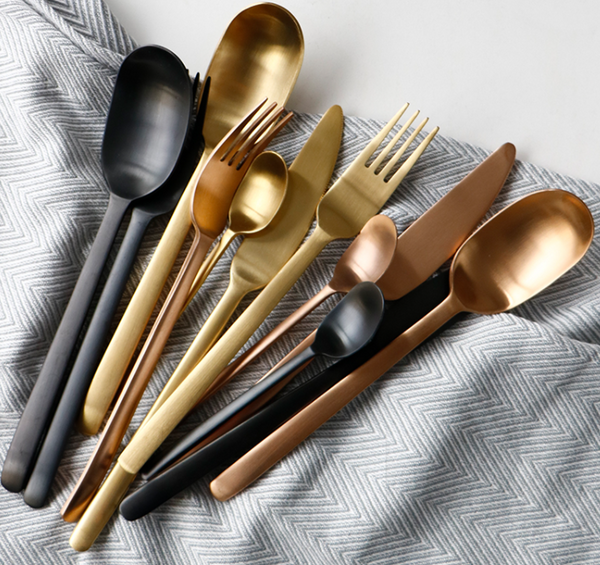 Albany Sleek Modern 4pc 18/10 Stainless Silverware - Black/Gold/Rose Gold/Silver