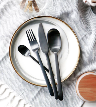 Albany Sleek Modern 4pc 18/10 Stainless Silverware - Black/Gold/Rose Gold/Silver