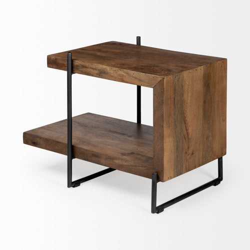 Artie u Shaped Wood Black Iron End Table