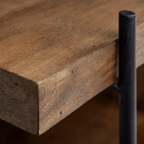 Artie u Shaped Wood Black Iron End Table