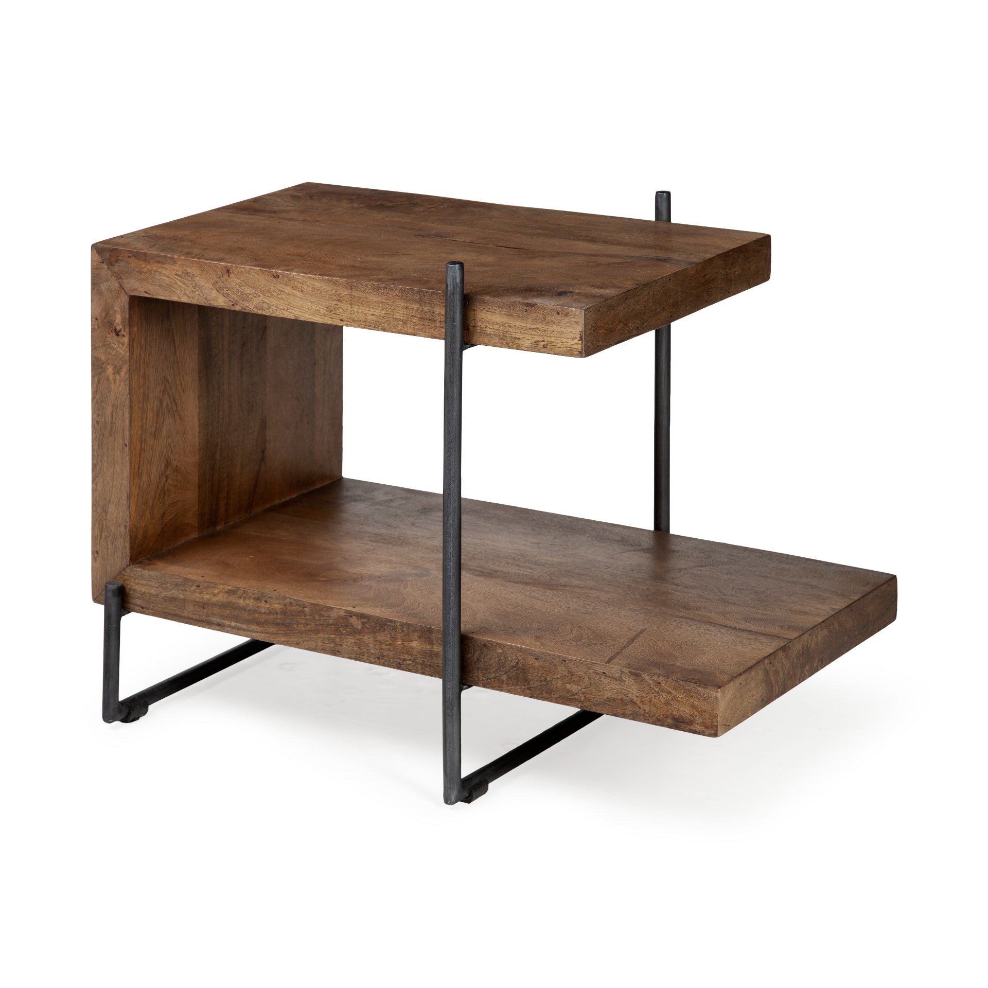 Artie u Shaped Wood Black Iron End Table