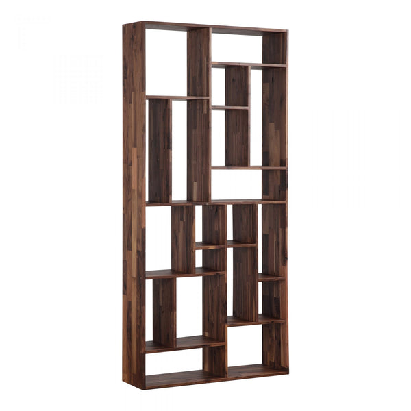 Dempe Geometric Walnut Bookshelf - Rustic Edge