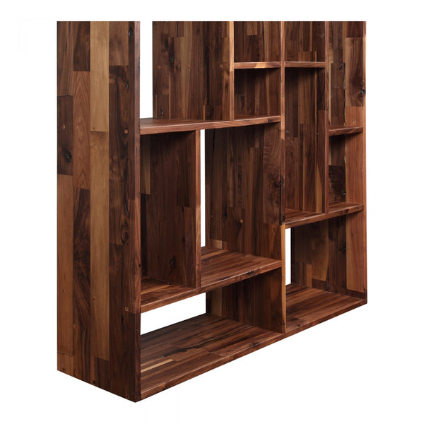 Dempe Geometric Walnut Bookshelf - Rustic Edge