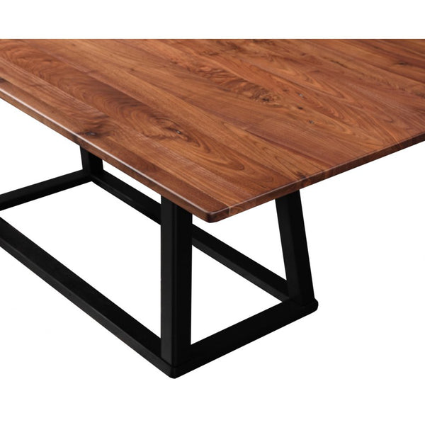 Meserta 79" Wood Dining Table  - Black Iron Legs - Rustic Edge
