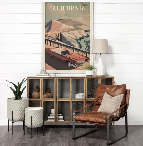 Brayton Industrial Leather Accent Chair - Brown