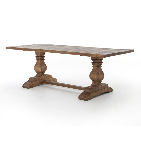 Dystan 86" Reclaimed Wood Pedestal Dining Table - Rustic Edge