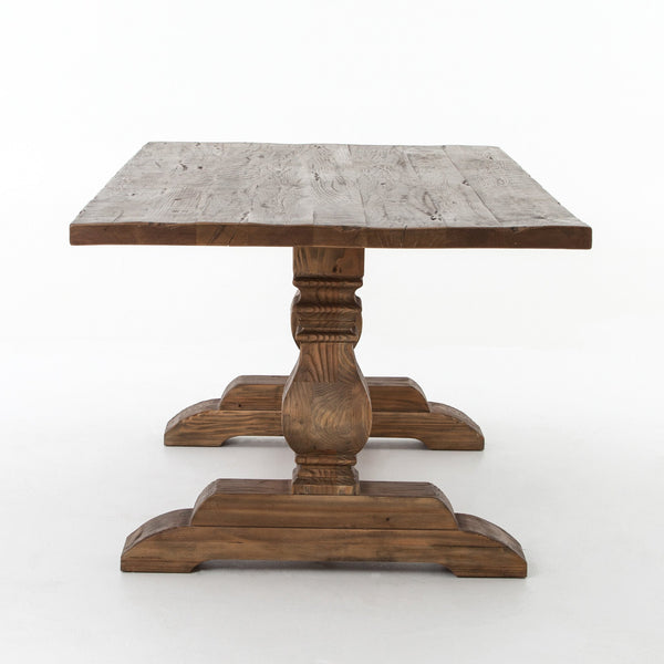 Dystan 86" Reclaimed Wood Pedestal Dining Table - Rustic Edge