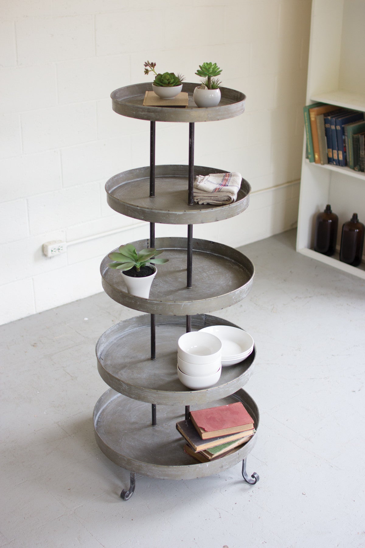 Kalalou Five Tiered Round Metal Display Tower CLL1244