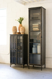 Kalalou Tall Iron and Glass Apothecary Cabinet CLL1278