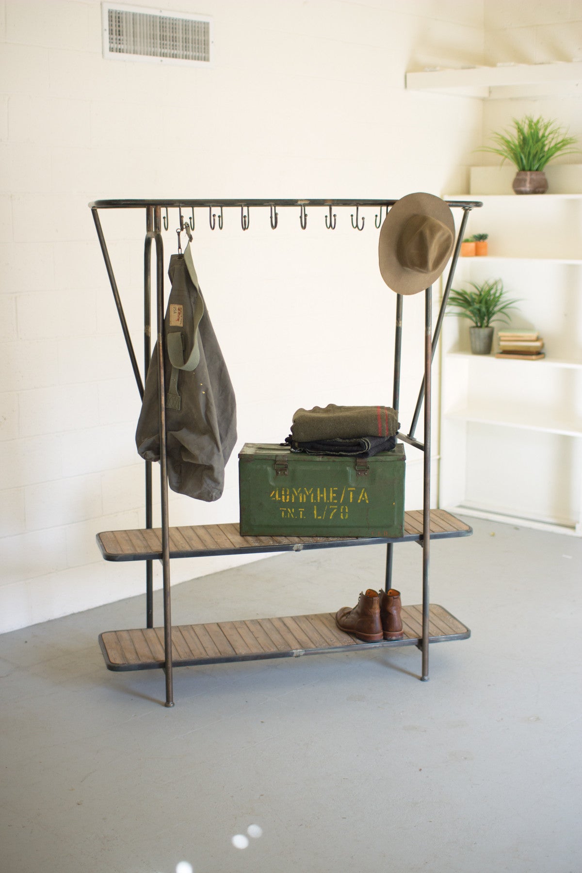 Kalalou Wood and Iron Coat Rack or Mudroom Bench CLL1361 - Houzz