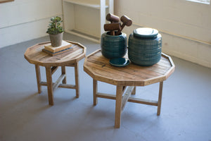 Kalalou Set of 2 Round  Recycled Wood Tables CMX2316