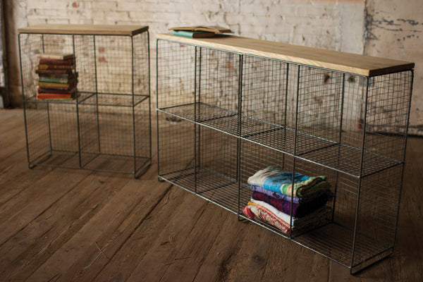 Four Cubby Console with Wooden Top