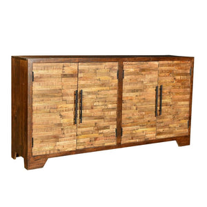 Georgiana Mango Wood Random Strips 4 Door Two Tone Sideboard