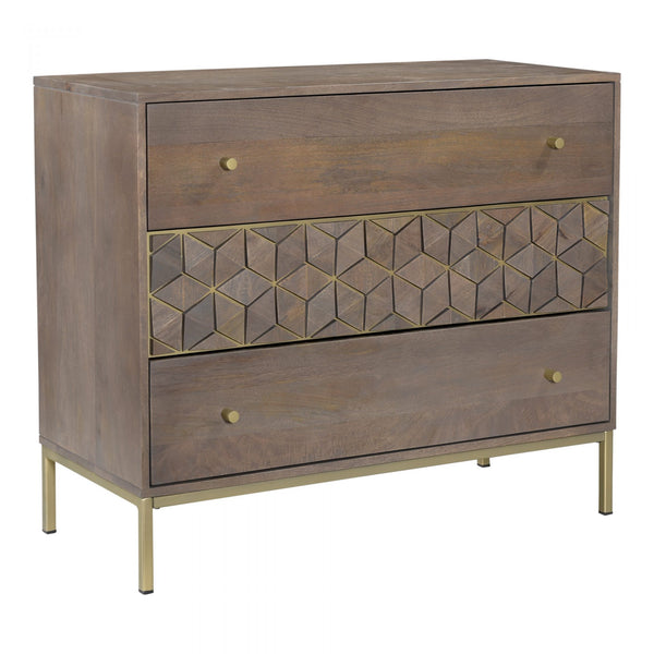 Collette Modern Art Deco Inspired 3 Drawer Dresser - Rustic Edge