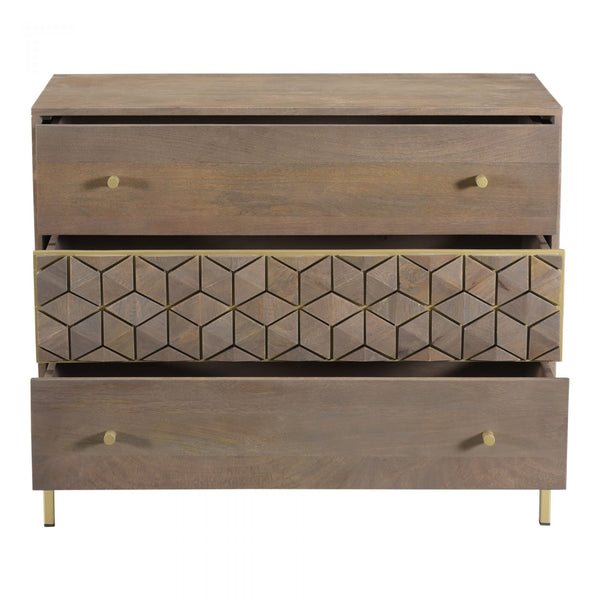 Collette Modern Art Deco Inspired 3 Drawer Dresser - Rustic Edge