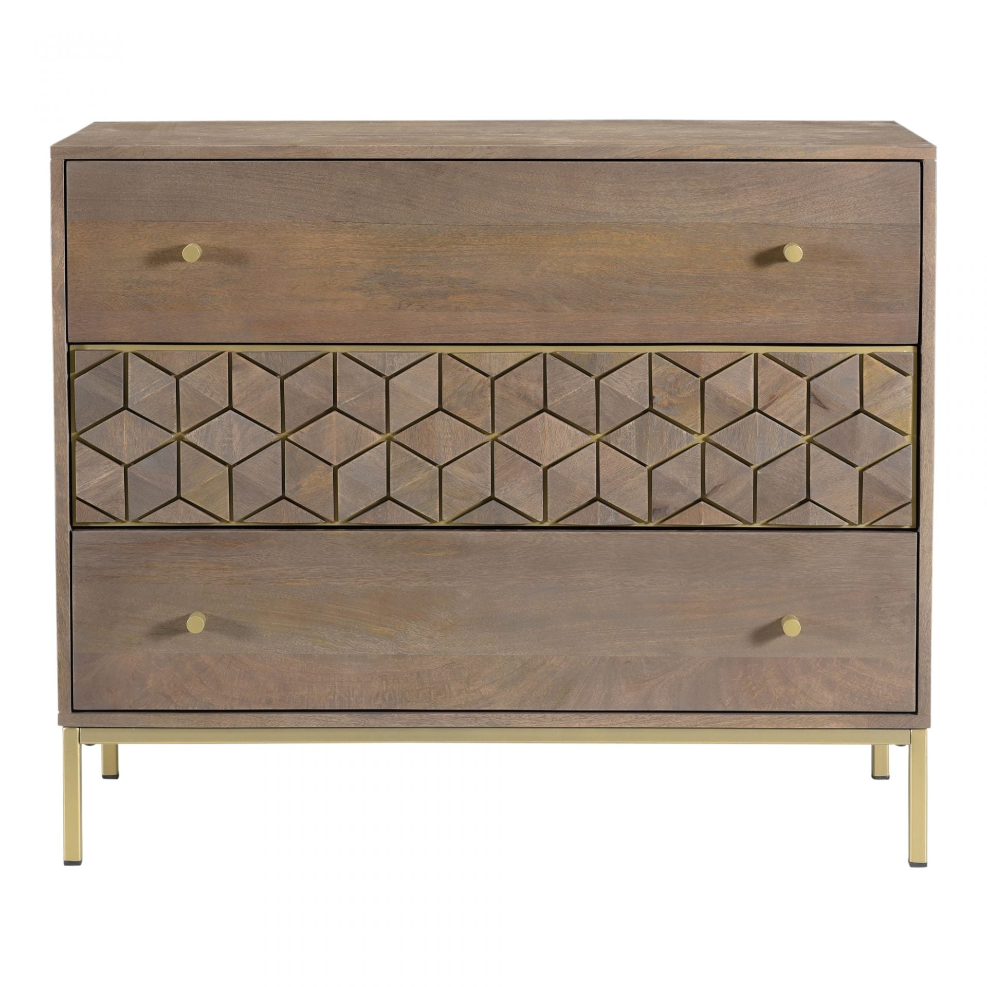 Collette Modern Art Deco Inspired 3 Drawer Dresser - Rustic Edge