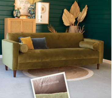 Cupid Velvet Mid Century Modern Loveseat /Sofa - Avocado Green/Yellow/Gray/Blue