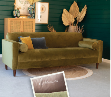 Cupid Velvet Mid Century Modern Loveseat Sofa Avocado Green Yellow Rustic Edge