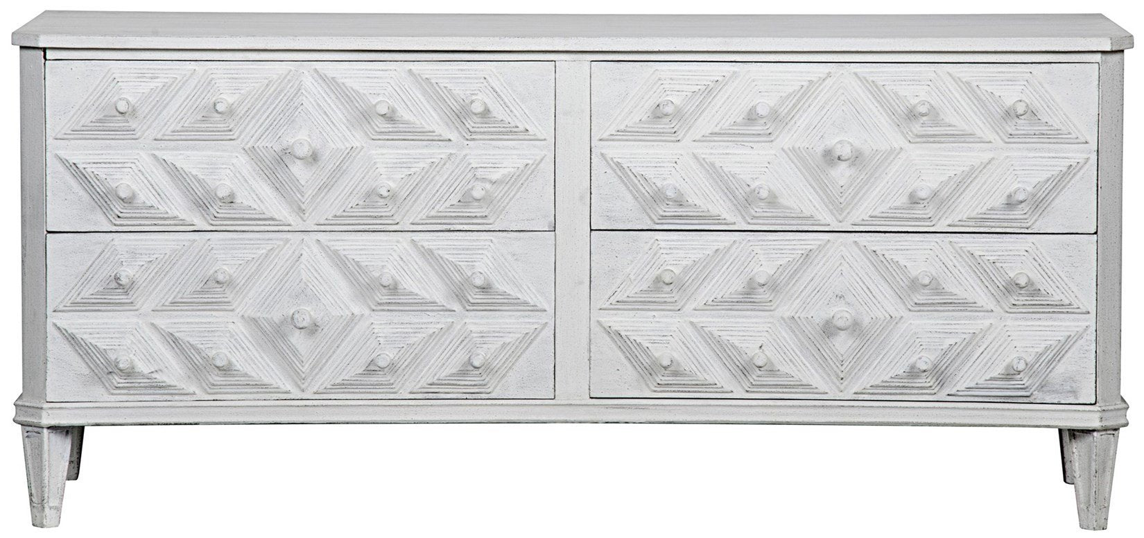 Henning 4 Drawer Dresser White Weathered - Rustic Edge