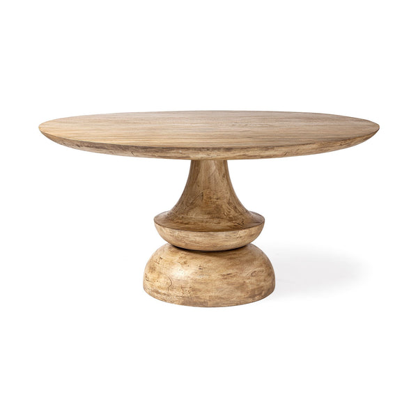 Henri 60" Round Blonde Solid Wood & Base Dining Table - Rustic Edge