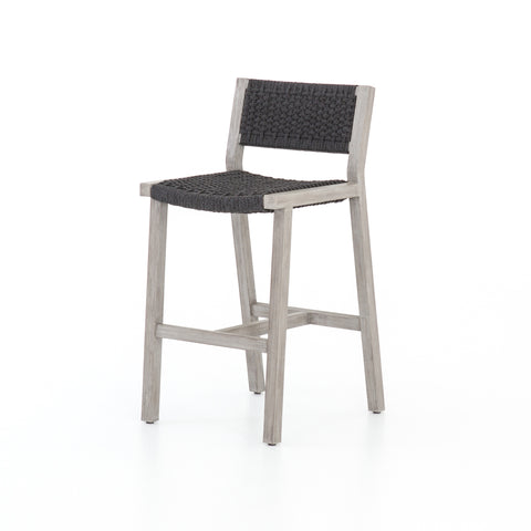 Leonardo Outdoor Teak Barstool - Weathered Grey