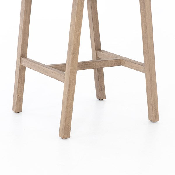 Leonardo Outdoor Teak Barstool - Washed Brown - Rustic Edge