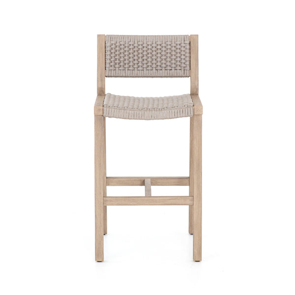Leonardo Outdoor Teak Barstool - Washed Brown - Rustic Edge