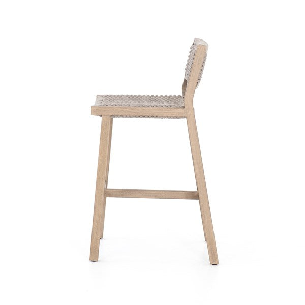 Leonardo Outdoor Teak Barstool - Washed Brown - Rustic Edge