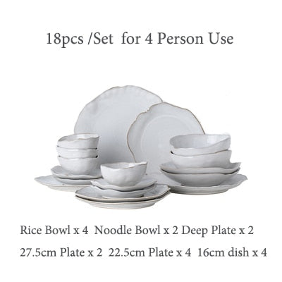 Organic White Ceramic Irregular Shape Dinner Set – Rustic Edge