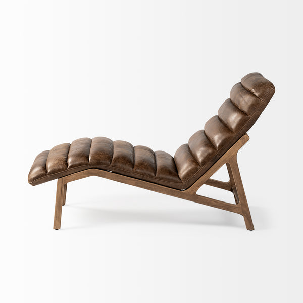 Kent Brown Leather Armless Chaise