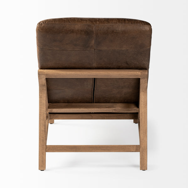 Kent Brown Leather Armless Chaise