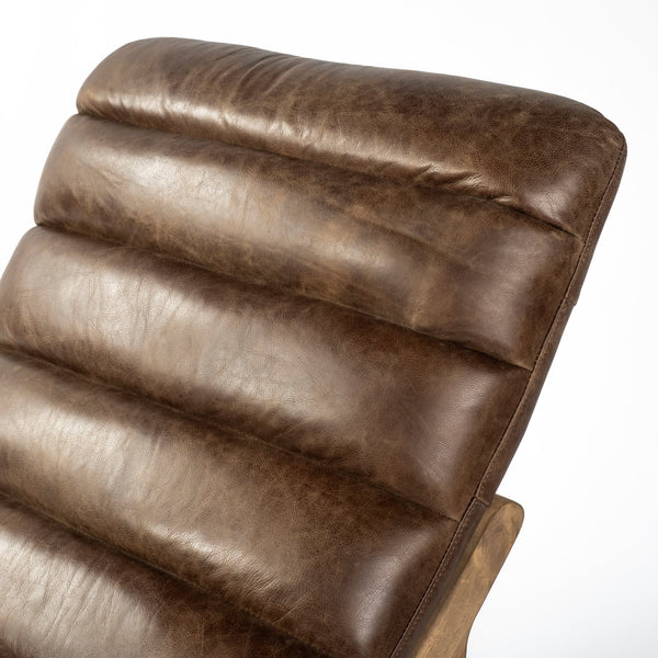 Kent Brown Leather Armless Chaise