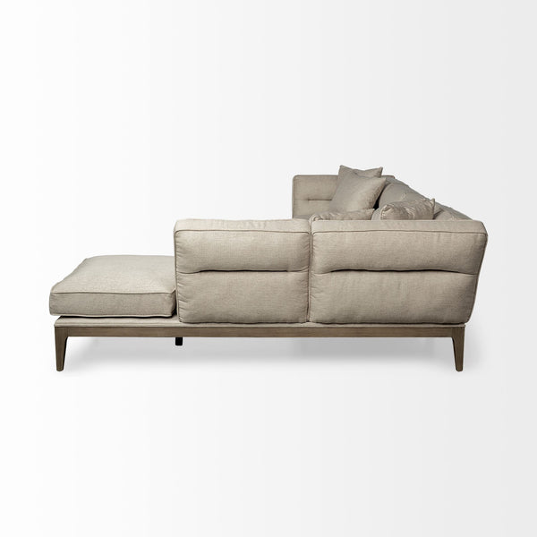 Landin Modern Mid-Century Beige Fabric Sectional Sofa - Rustic Edge