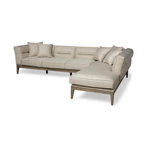 Landin Modern Mid-Century Beige Fabric Sectional Sofa - Rustic Edge