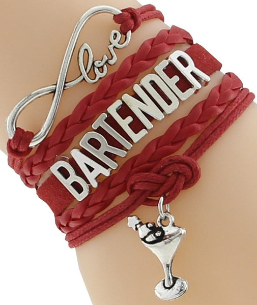 Leather Bracelet "Love Bartender" Wine Charm